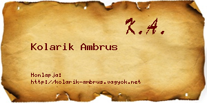 Kolarik Ambrus névjegykártya